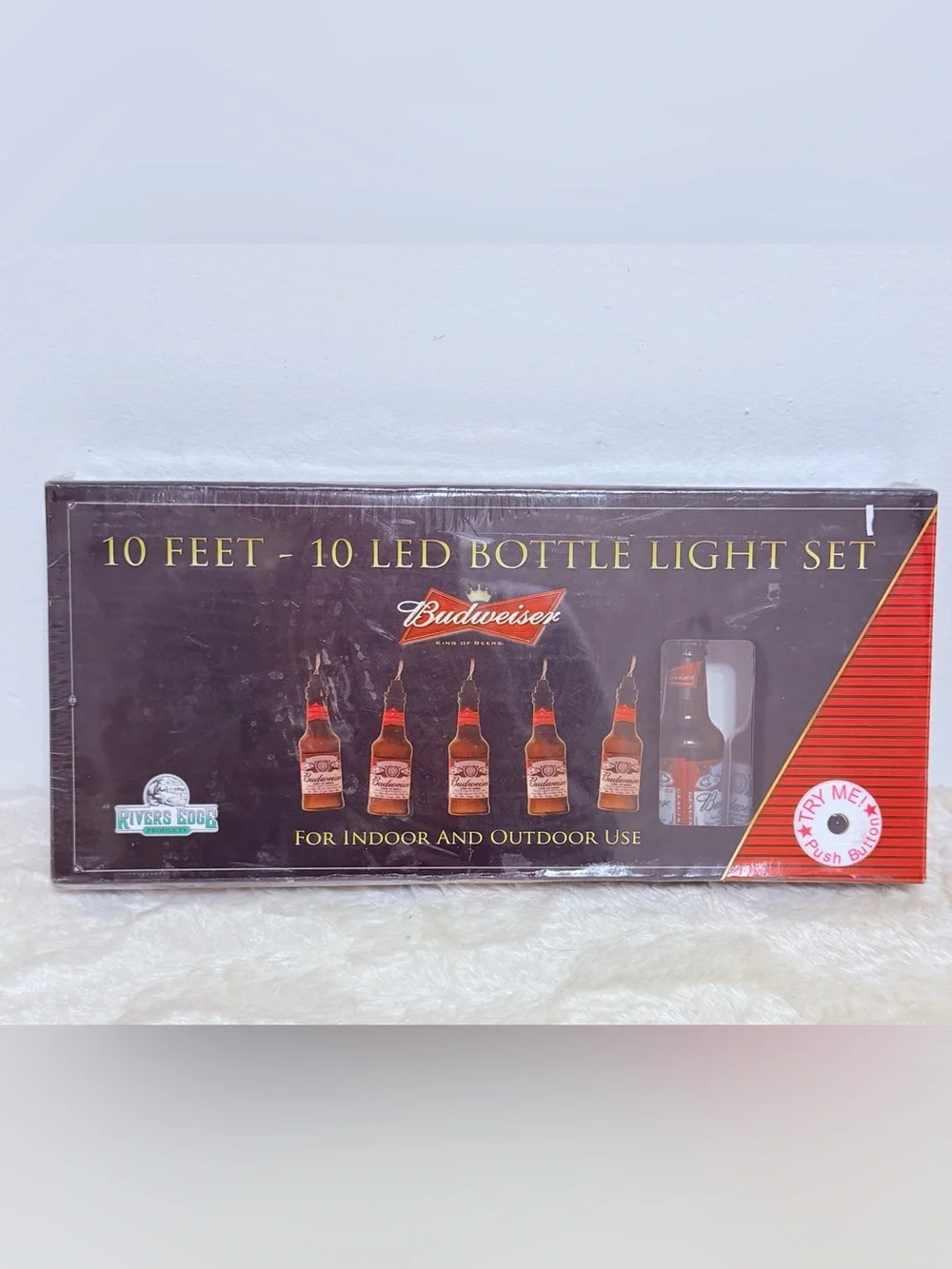 Budweiser Brown and Red LED Bottle Light Set NEW